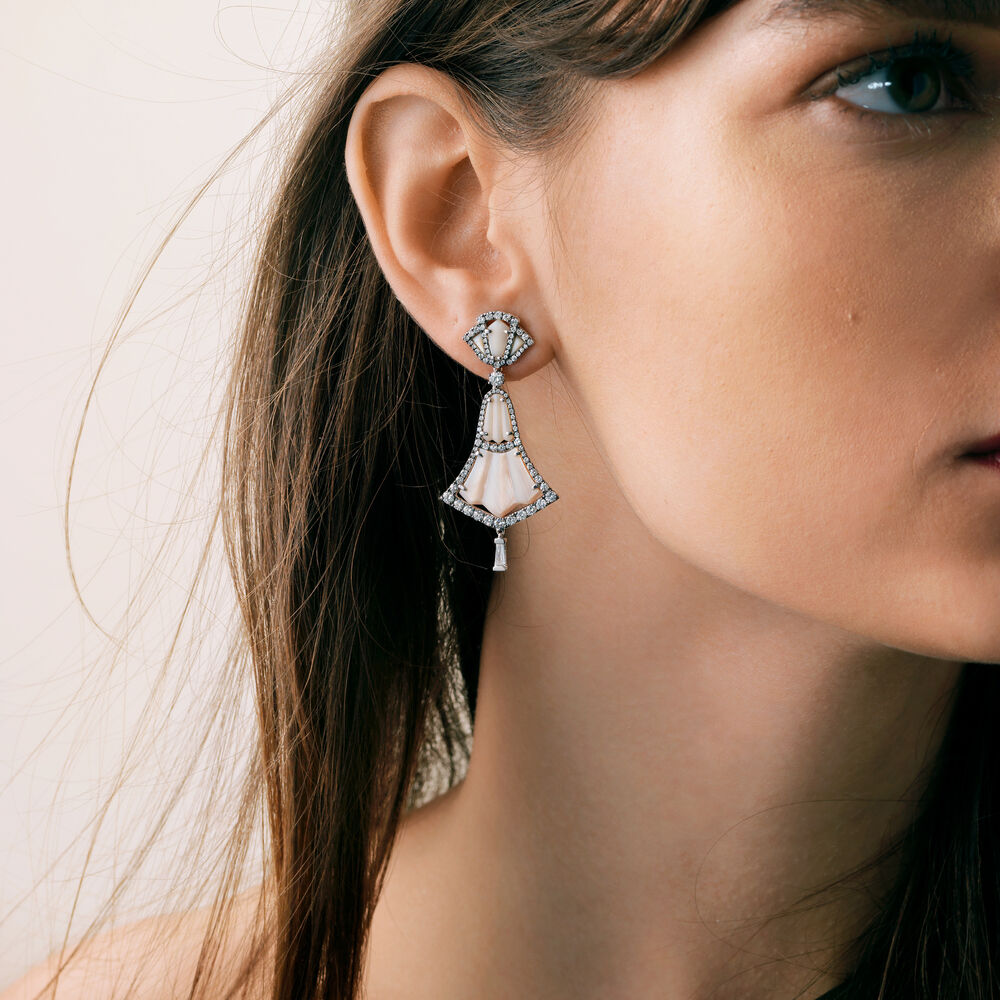 Flamenco 18ct White Gold 2.32 ct Diamond Drop Earrings | Annoushka jewelley